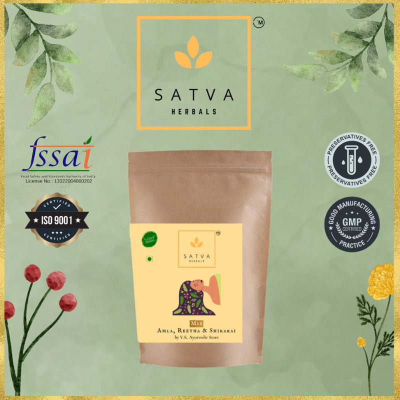 Satva Herbals Amla, Reetha, Shikakai Powder for Hair Care 3-in-1 Natural Hair cleanser Organic