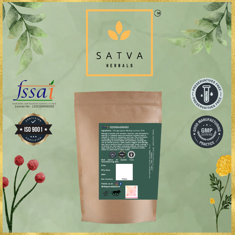 Satva Herbals Organic Moringa Powder from Pure Moringa Leaves for Skin & Hair Health