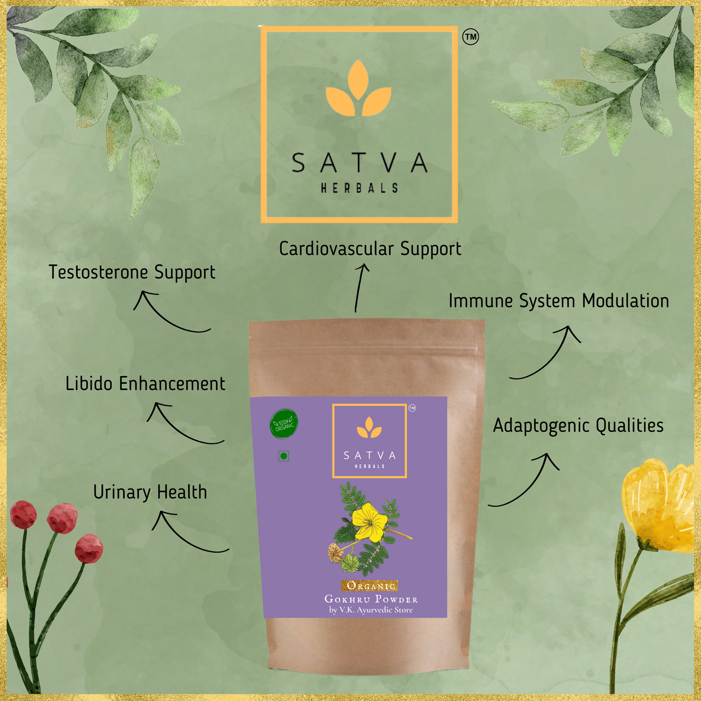 Satva Herbals Organic Gokhru Powder